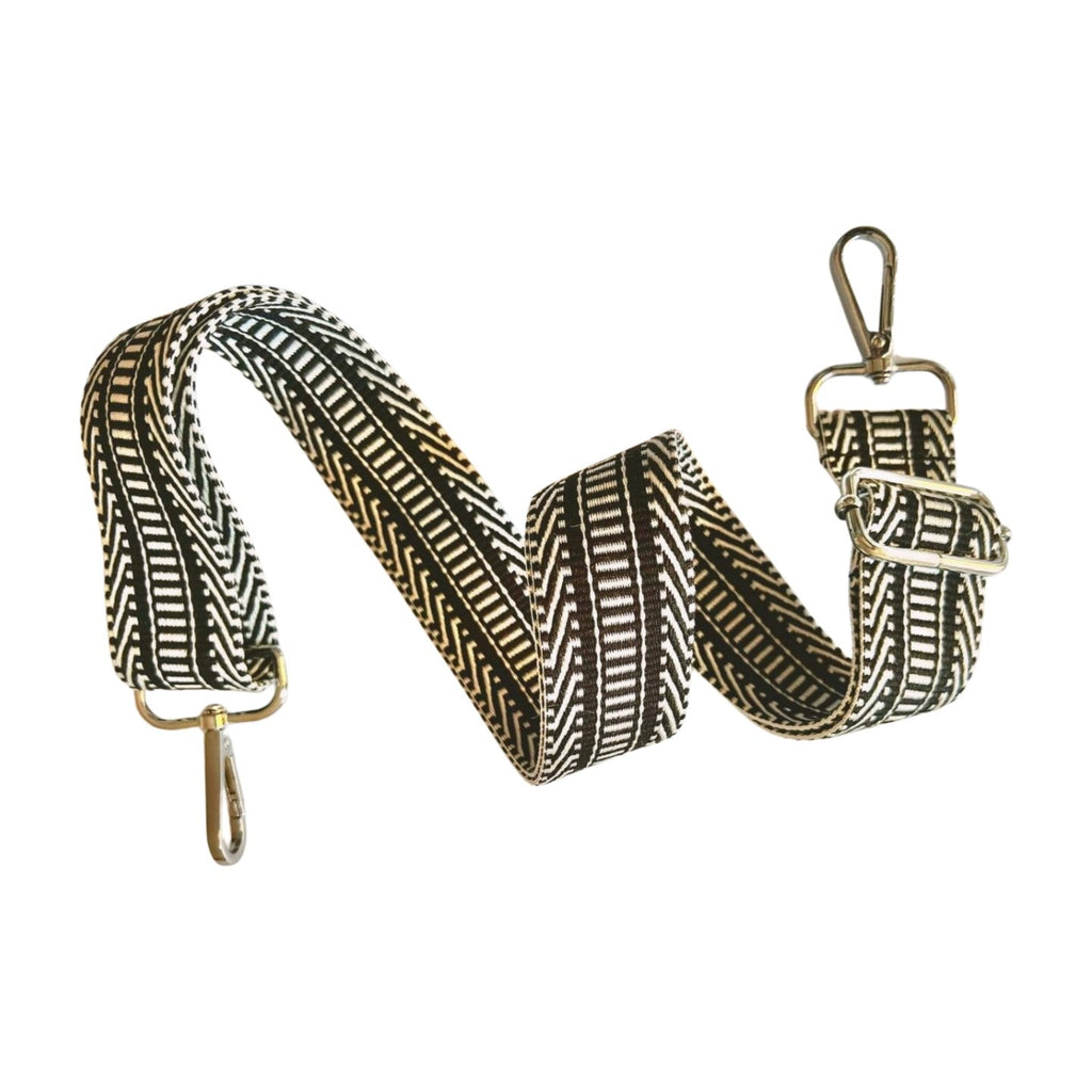 Cross - Body Shoulder Strap - black white pattern - BYO Clutch