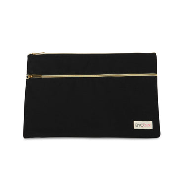 BYO Clutch Party Pouch insulated clutch and wine cooler black with gold zippers